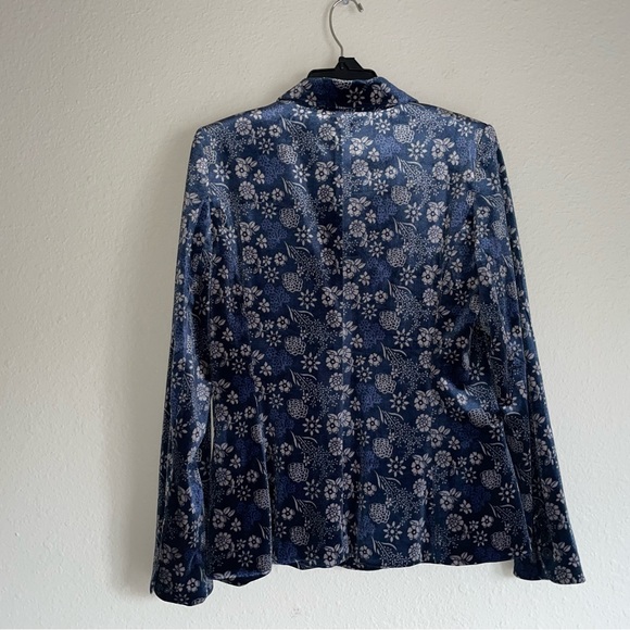 NWT Carolina Belle Navy Floral Velvet Blazer Jacket Sz M US - Picture 8 of 9
